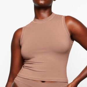 Skims Cotton Rib Mock Neck Tank
